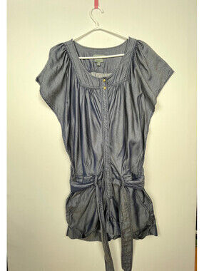 Ted Baker Chambray Denim Romper Sz 1 (US 2-4) Blue Playsuit Belted Pockets